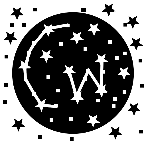 Logo for an application with a C, a W and stars.